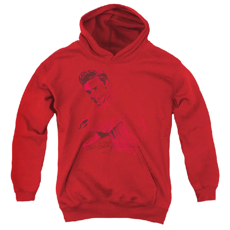 Online Only Elvis Presley Kids Hoodie Side Portrait Red Hoody