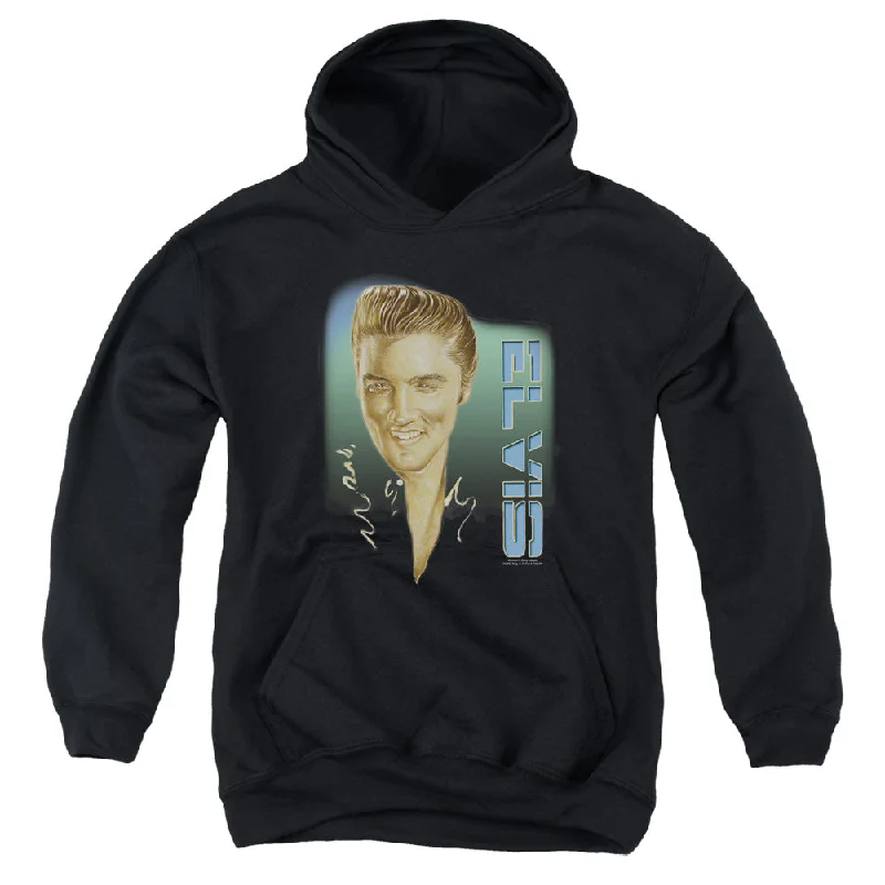 Shop and Save Elvis Presley Kids Hoodie Slicked Back Hair Black Hoody