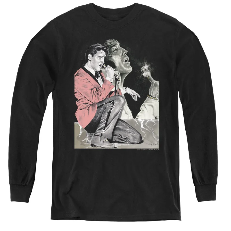 Buy More, Save More Elvis Presley Kids Long Sleeve Shirt Mic Smoking Black Tee