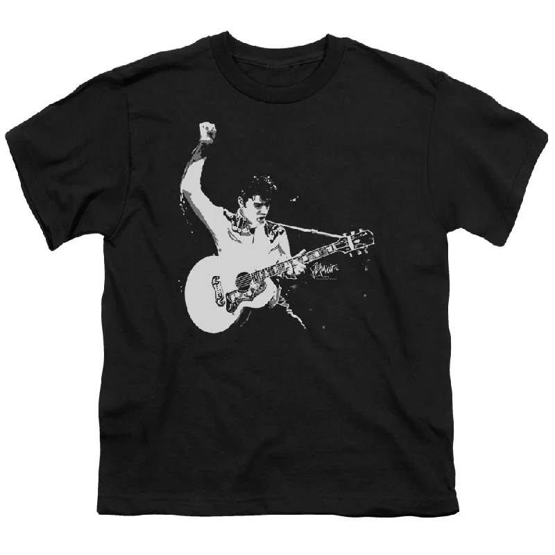 Sneak Peek Sale Elvis Presley Kids T-Shirt Black and White Photo Black Tee