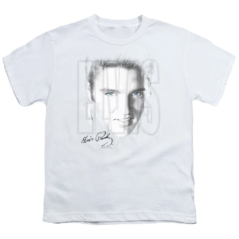 Super Bargain Elvis Presley Kids T-Shirt Blue Eyes White Tee