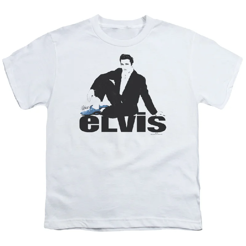 Deal Frenzy Elvis Presley Kids T-Shirt Blue Suede Shoes White Tee
