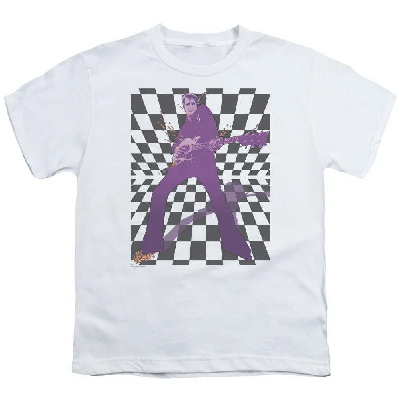 Today’s Deal Elvis Presley Kids T-Shirt Checkered Portrait White Tee