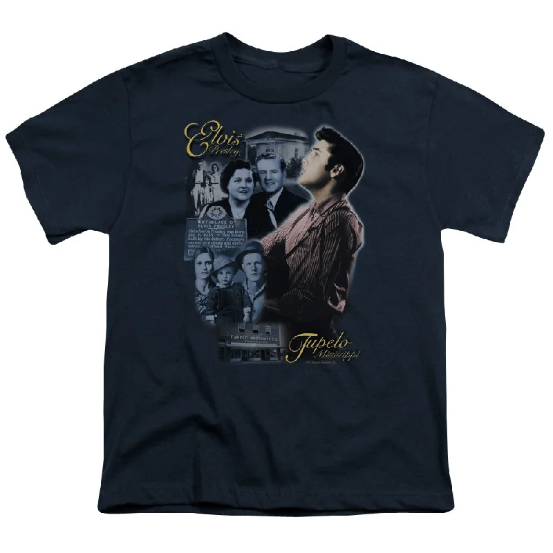 Special Discount Elvis Presley Kids T-Shirt Collage Navy Tee