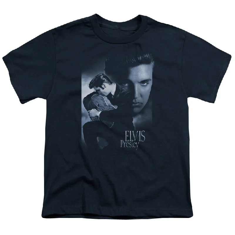 Lowest Price Elvis Presley Kids T-Shirt Hugging and Kissing Guitar Navy Tee