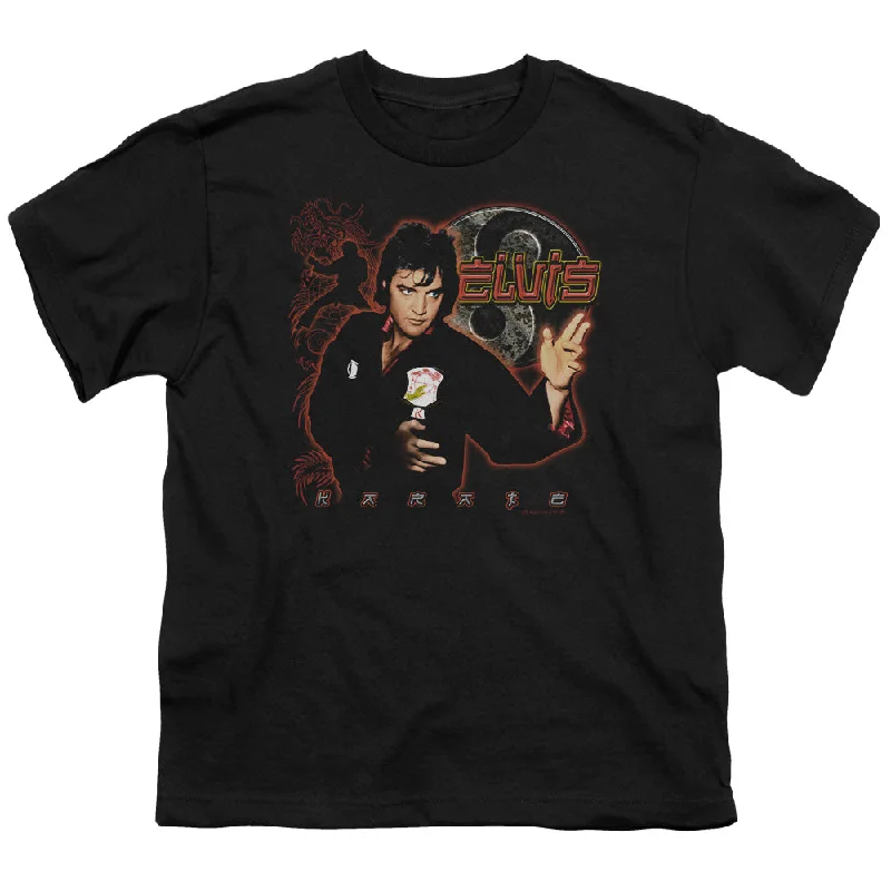 Can't Be Beat Elvis Presley Kids T-Shirt Karate Black Tee