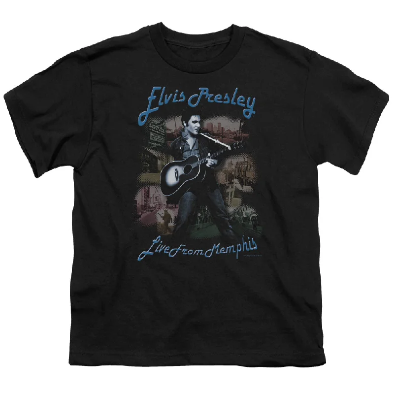 Flash Sale Elvis Presley Kids T-Shirt Live from Memphis Black Tee