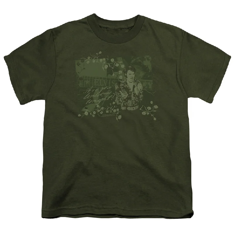 Fantastic Offers Elvis Presley Kids T-Shirt Lonesome Tonight Military Tee