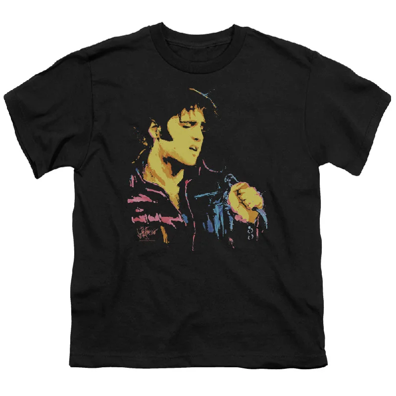 Sale Event Elvis Presley Kids T-Shirt Neon Portrait Black Tee