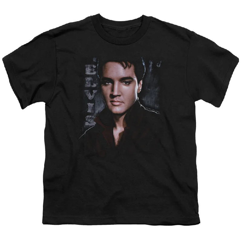 Midnight Madness Elvis Presley Kids T-Shirt Serious Pose Black Tee