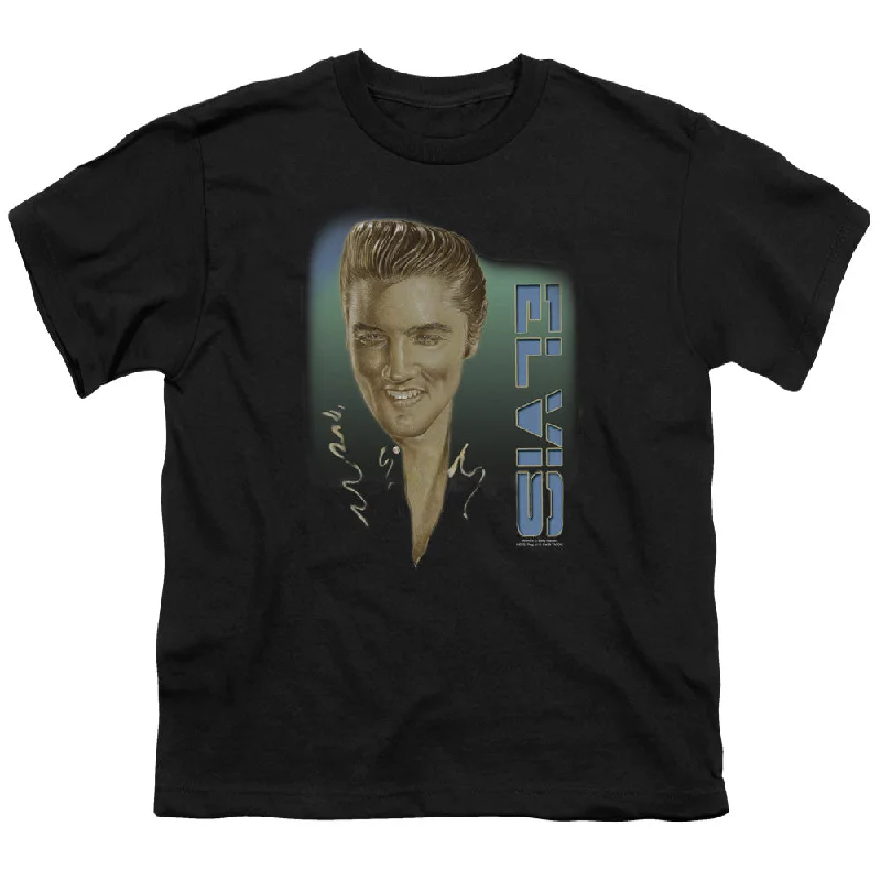 Price Buster Elvis Presley Kids T-Shirt Slicked Back Hair Black Tee