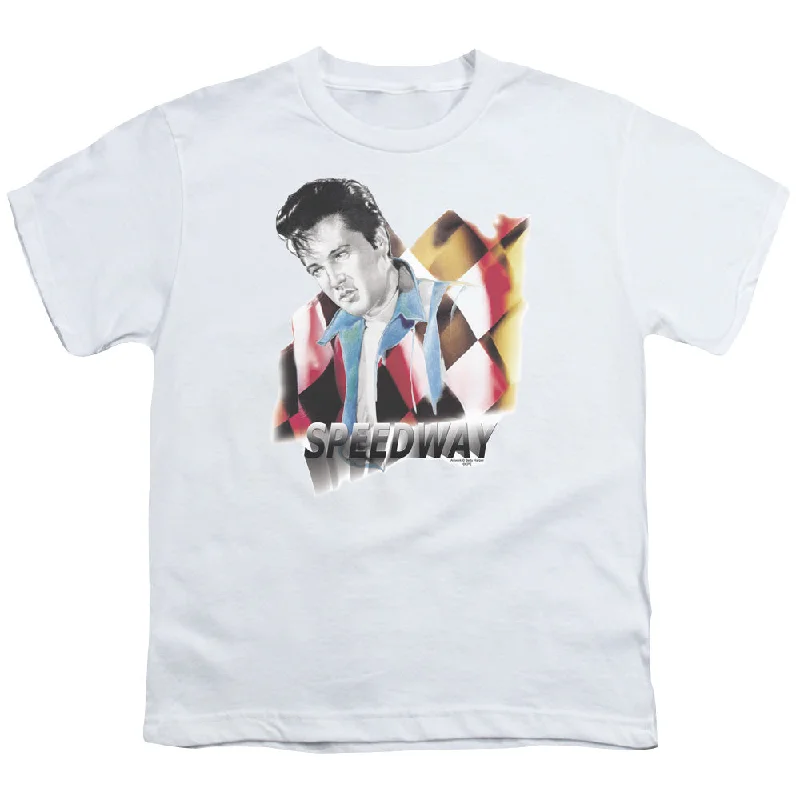 Shop and Save Elvis Presley Kids T-Shirt Speedway White Tee