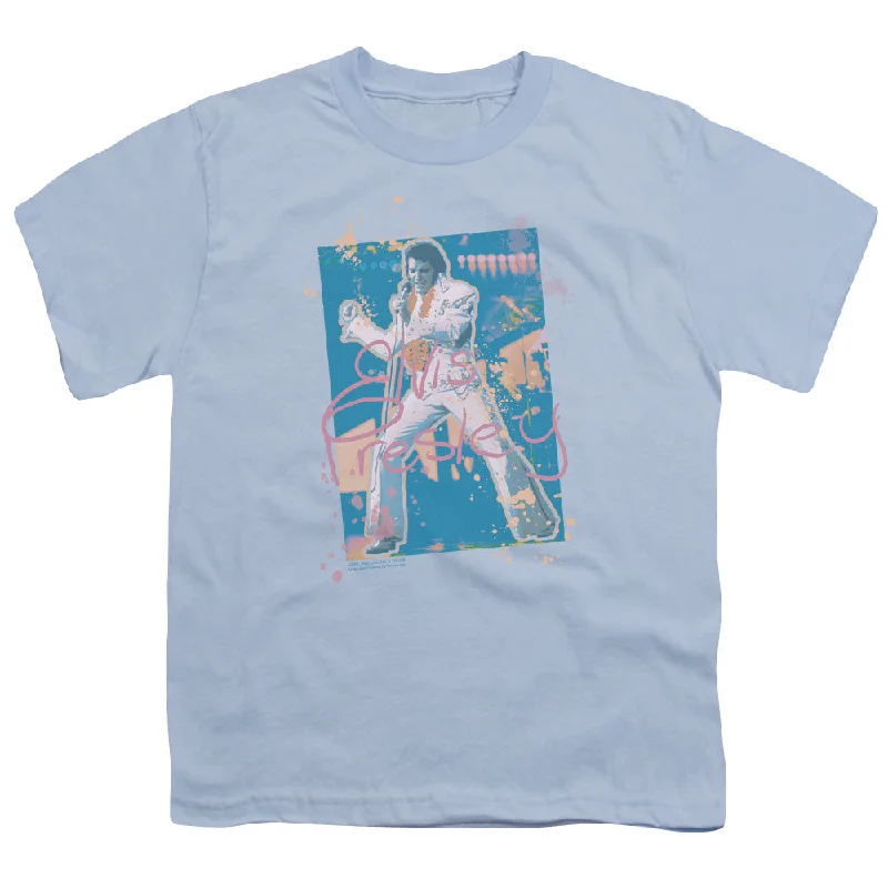 Closeout Elvis Presley Kids T-Shirt Splatter Hawaii Carolina Blue Tee