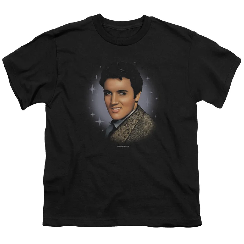 Can't Be Beat Elvis Presley Kids T-Shirt Star Portrait Black Tee