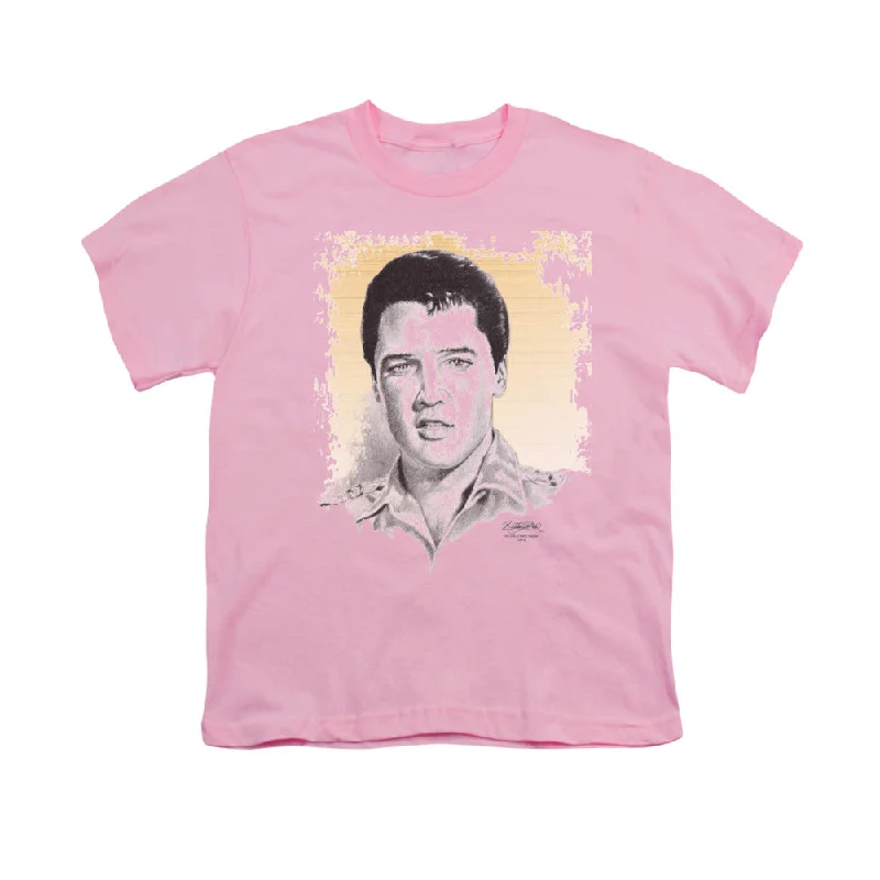 Big Savings Elvis Presley Kids T-Shirt Vintage Portrait Pink Tee