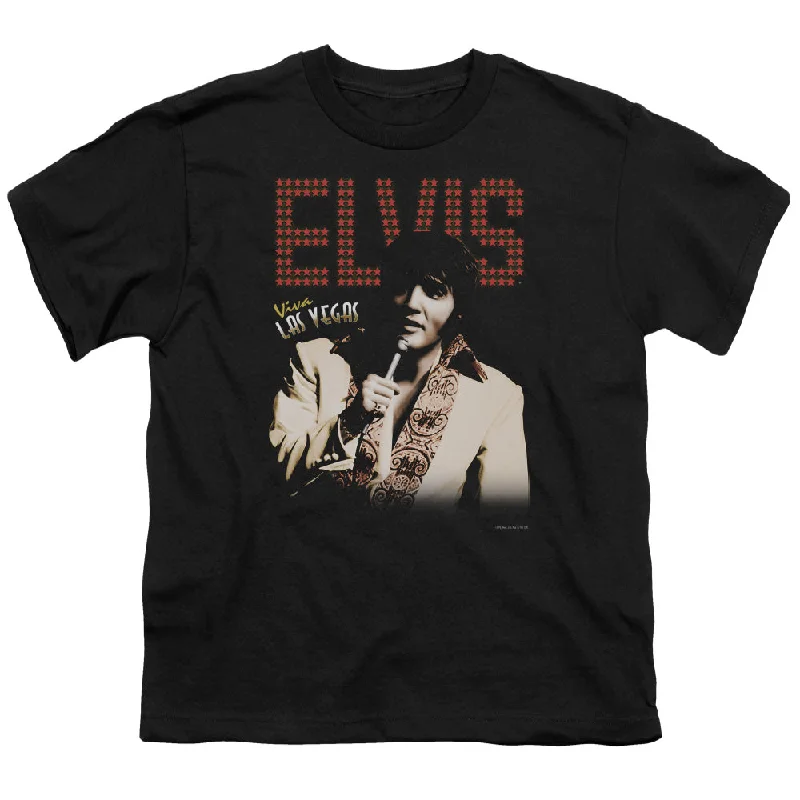 Exclusive Access Elvis Presley Kids T-Shirt Viva Las Vegas Stars Black Tee