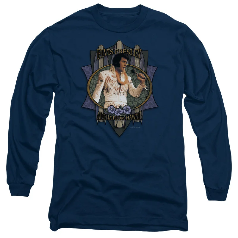 Limited Time Elvis Presley Long Sleeve T-Shirt Aloha From Hawaii Navy Tee