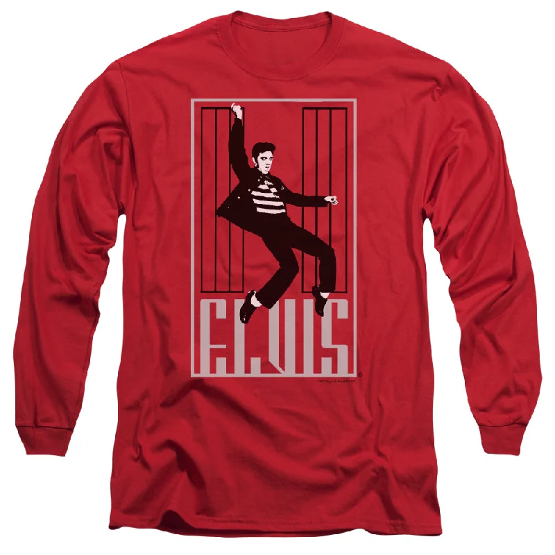 Instant Savings Elvis Presley Long Sleeve T-Shirt Dancing Jailhouse Rock Red Tee