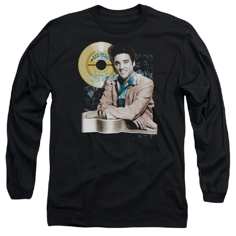 Super Sale Elvis Presley Long Sleeve T-Shirt Golden Records Black Tee