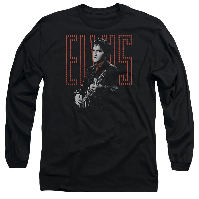 Early Access Elvis Presley Long Sleeve T-Shirt Guitar Man Black Tee