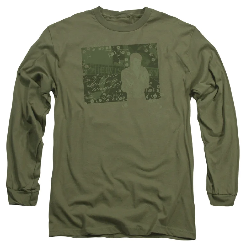 Weekend Deal Elvis Presley Long Sleeve T-Shirt Lonesome Tonight Military Tee