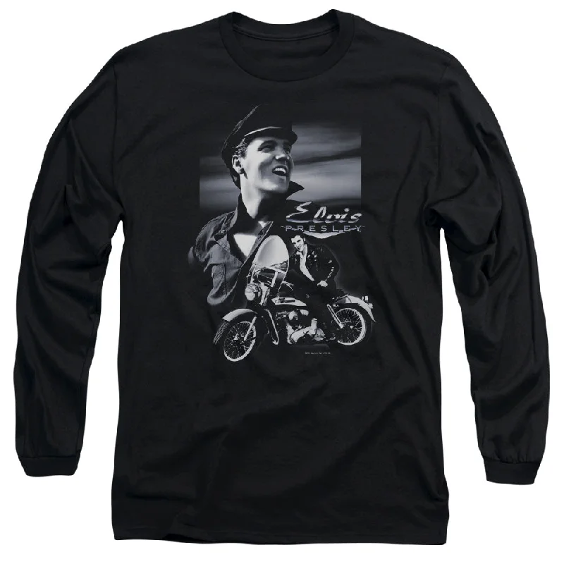 The Best Prices Elvis Presley Long Sleeve T-Shirt Motorcycle Black Tee