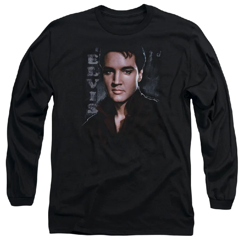 Super Sale Elvis Presley Long Sleeve T-Shirt Serious Pose Black Tee