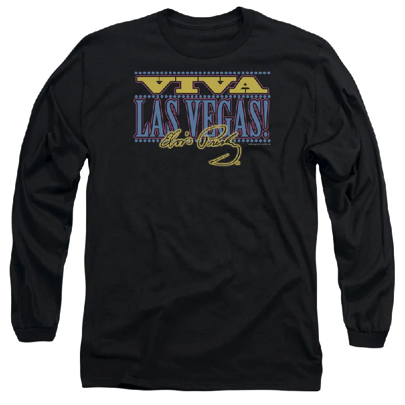 Crazy Deals Elvis Presley Long Sleeve T-Shirt Viva Las Vegas Black Tee
