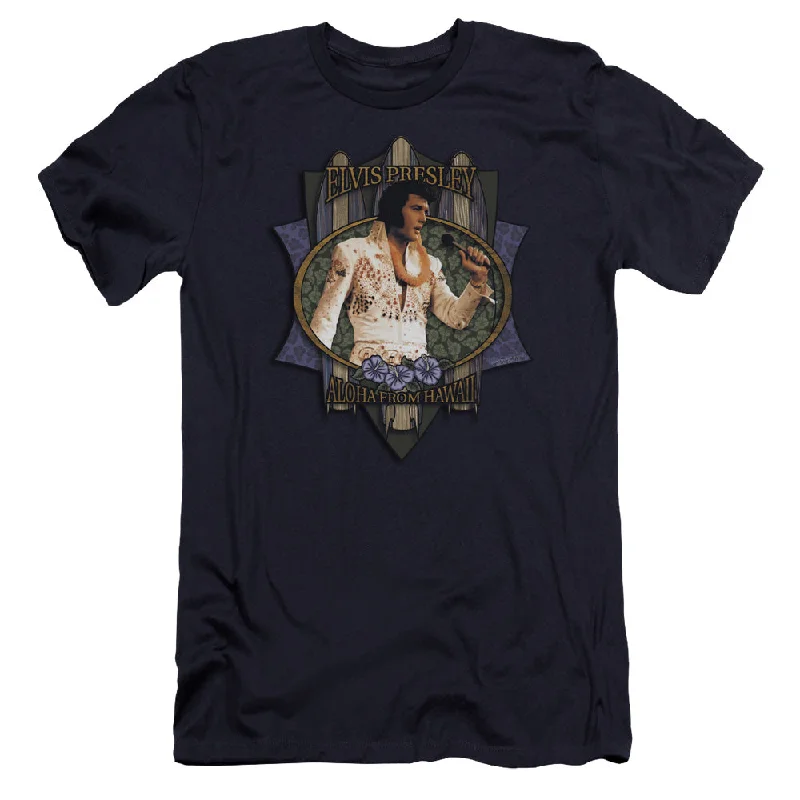 Deal Dash Elvis Presley Premium Canvas T-Shirt Aloha From Hawaii Navy Tee
