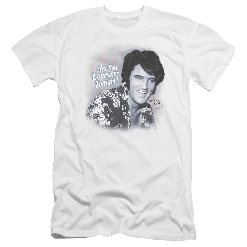 Limited Time Discount Elvis Presley Premium Canvas T-Shirt Are You Lonesome Tonight White