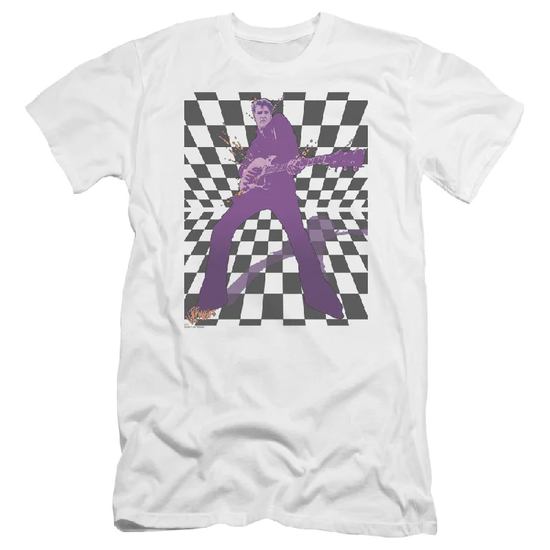 Massive Deals Elvis Presley Premium Canvas T-Shirt Checkered Portrait White Tee