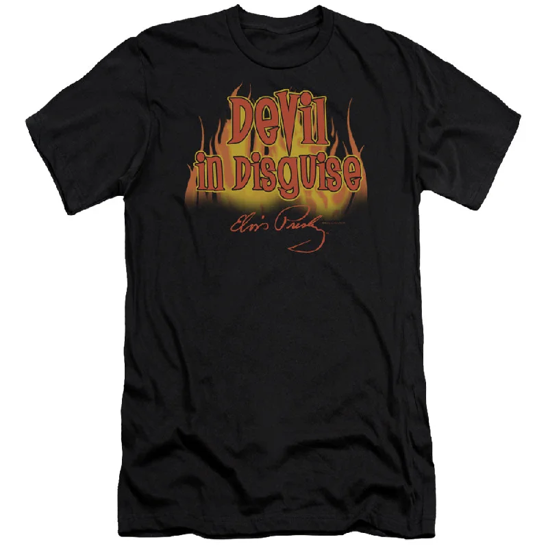 Fantastic Offers Elvis Presley Premium Canvas T-Shirt Devil in Disguise Black Tee