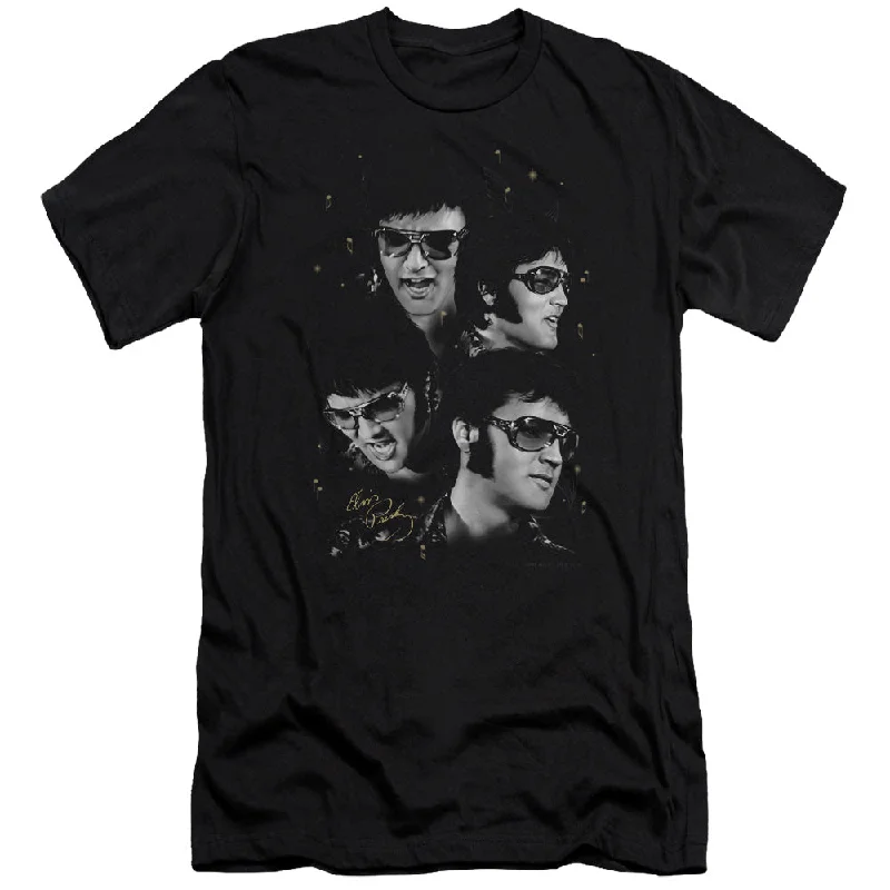 Doorbuster Deal Elvis Presley Premium Canvas T-Shirt Faces Black Tee