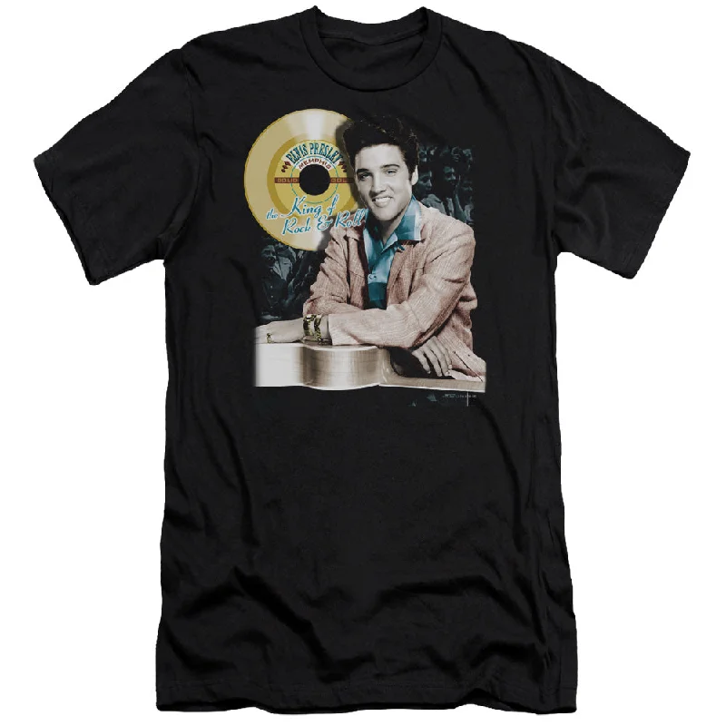YEAR-End Clearance Elvis Presley Premium Canvas T-Shirt Golden Records Black Tee