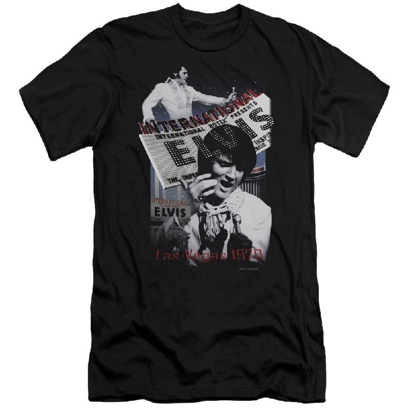 Special Buy Elvis Presley Premium Canvas T-Shirt International Hotel Black Tee