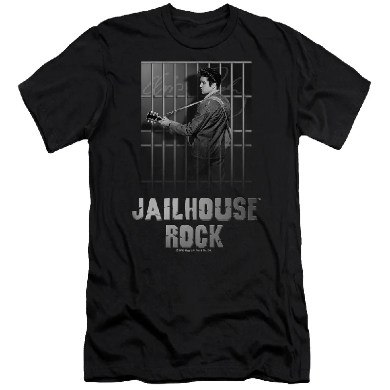 Instant Discount Elvis Presley Premium Canvas T-Shirt Jailhouse Rock Black Tee