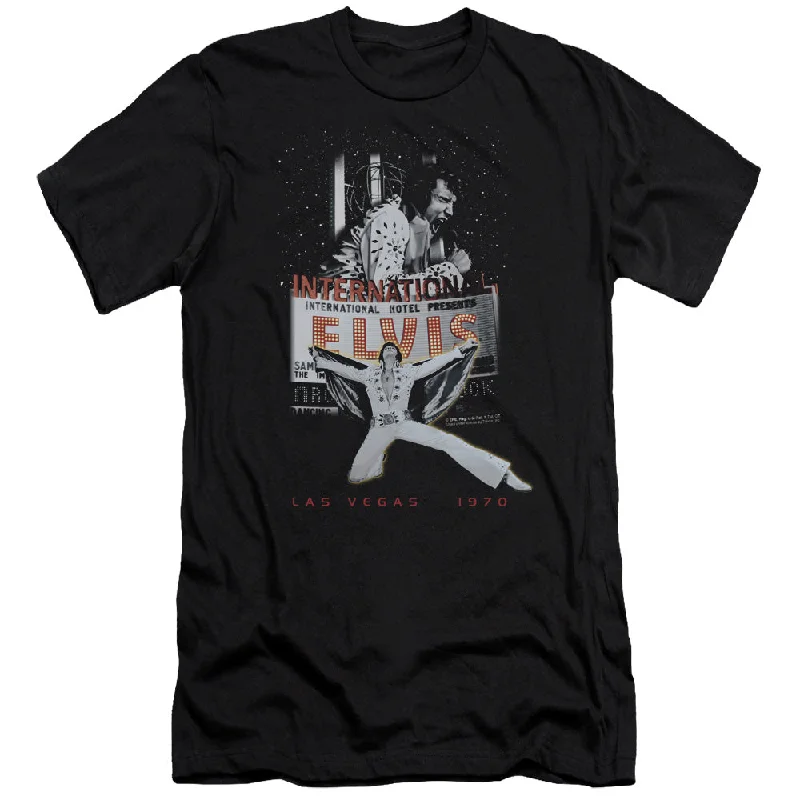 Mega Sale Elvis Presley Premium Canvas T-Shirt Las Vegas 1970 Black Tee