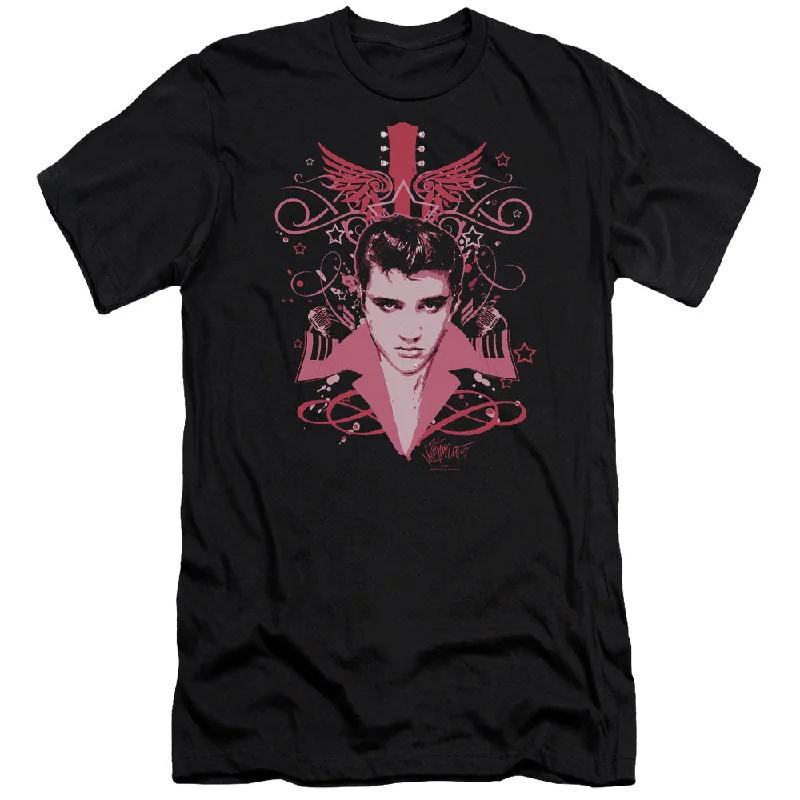 Super Deal Elvis Presley Premium Canvas T-Shirt Memory Wings Black Tee