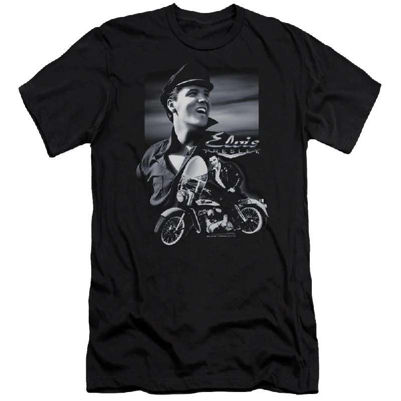 Markdowns Elvis Presley Premium Canvas T-Shirt Motorcycle Black Tee