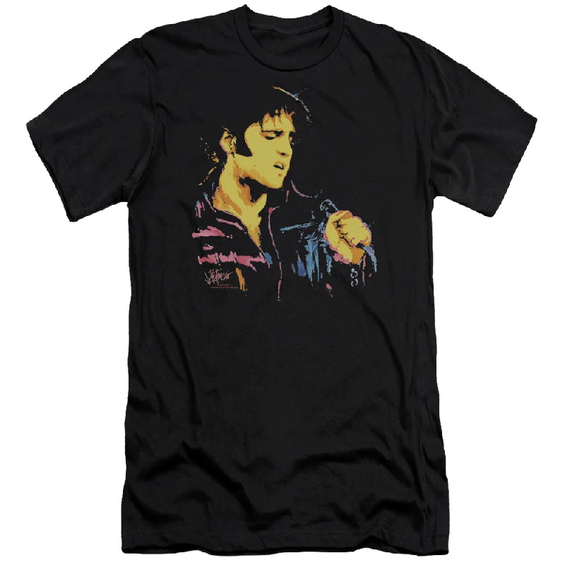 Midnight Madness Elvis Presley Premium Canvas T-Shirt Neon Portrait Black Tee