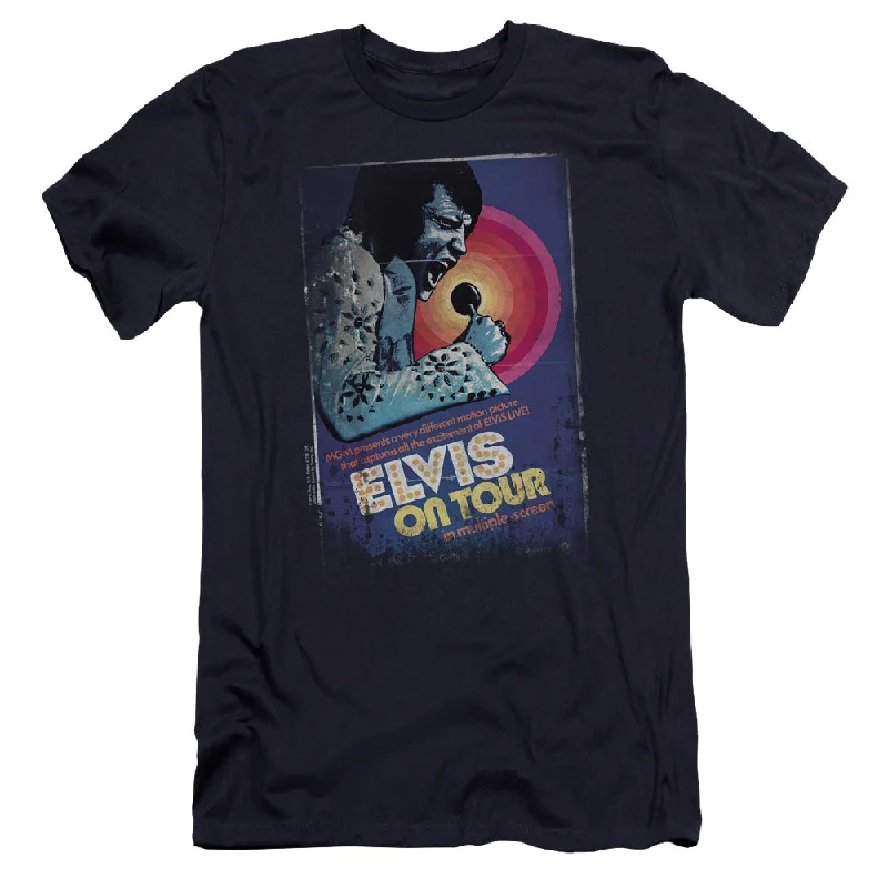 Buy More, Save More Elvis Presley Premium Canvas T-Shirt On Tour Poster Navy Tee
