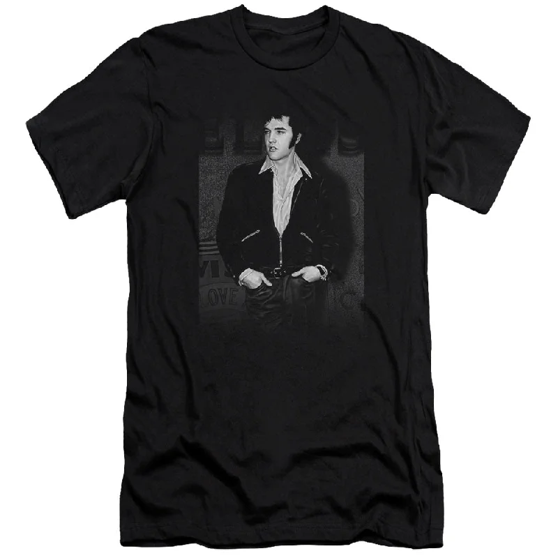 Closeout Elvis Presley Premium Canvas T-Shirt Posing Black Tee