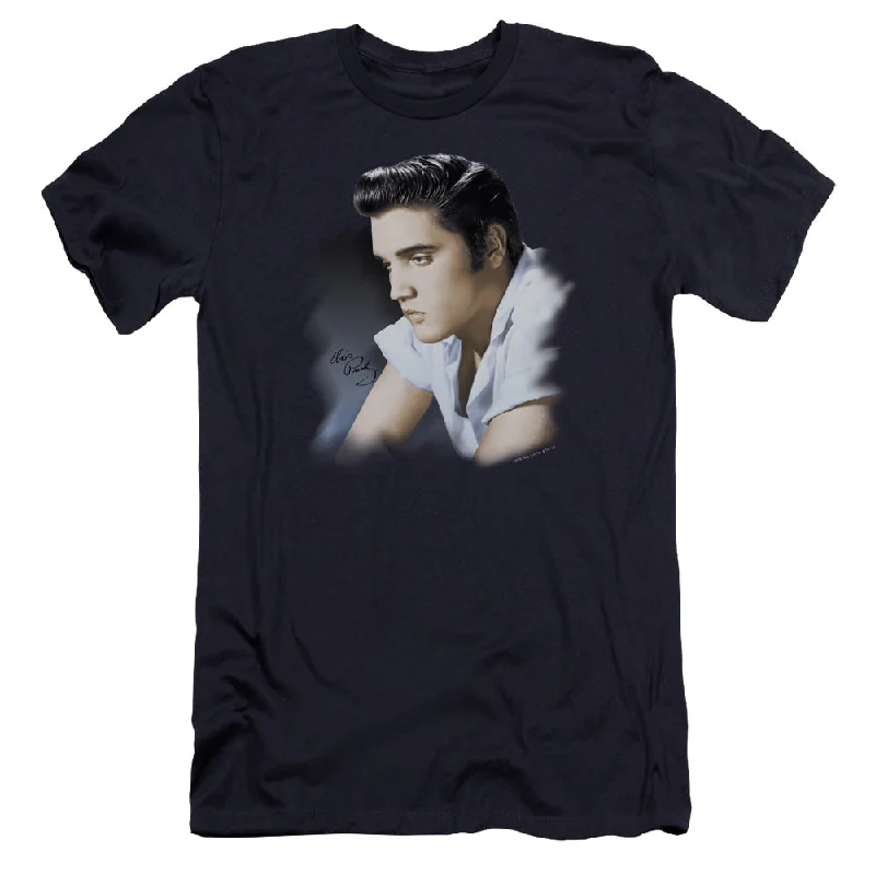 Deal Explosion Elvis Presley Premium Canvas T-Shirt Profile Navy Tee