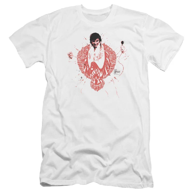 Price Reduction Elvis Presley Premium Canvas T-Shirt Red Phoenix Suit White Tee