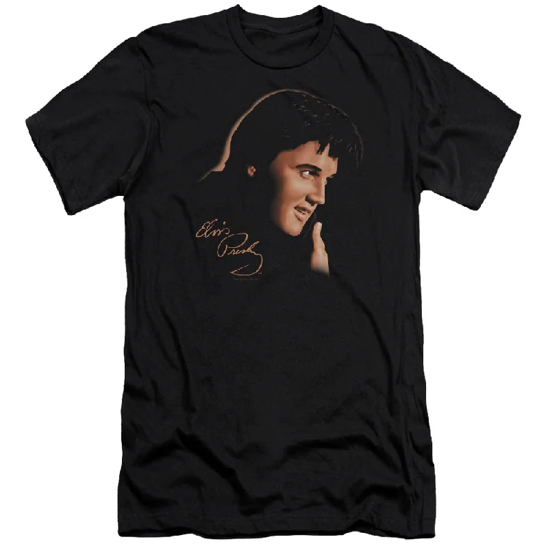 Best Bargains Elvis Presley Premium Canvas T-Shirt Side Profile Portrait Black Tee