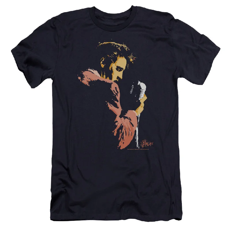 Daily Specials Elvis Presley Premium Canvas T-Shirt Singing Navy Tee