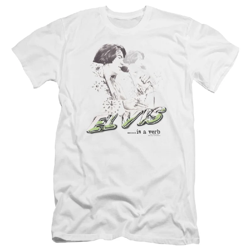 New Deals Elvis Presley Premium Canvas T-Shirt Verb White Tee