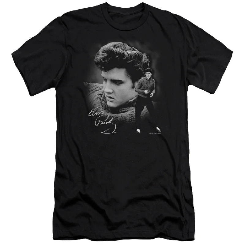 Discount Deals Elvis Presley Premium Canvas T-Shirt Wearing Sweater Black Tee