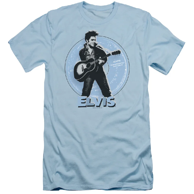 Crazy Deals Elvis Presley Slim Fit T-Shirt 45 RPM Light Blue Tee