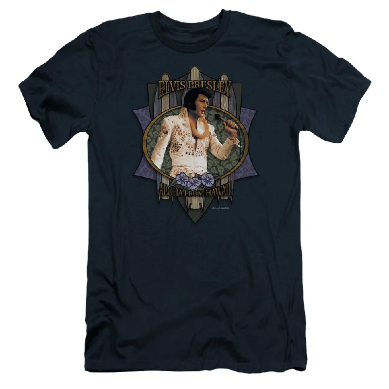 Amazing Deals Elvis Presley Slim Fit T-Shirt Aloha From Hawaii Navy Tee
